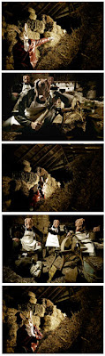 A sequence of images that tell a surreal story.