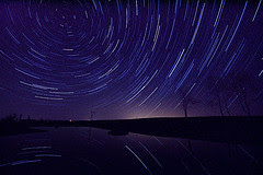 star trails on a dark night