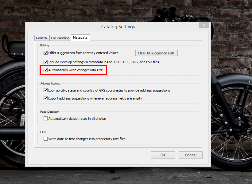 Automatically Write Changes Into XMP Files in Adobe Photoshop Lightroom CC
