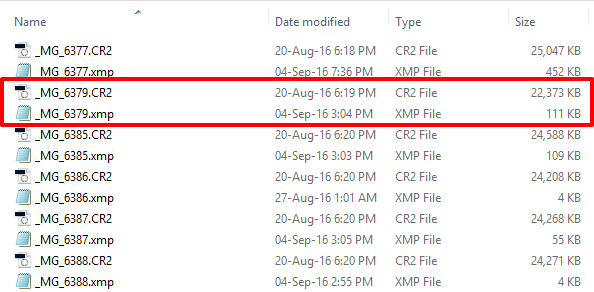Adobe Lightroom XMP sidecar files in Windows Explorer