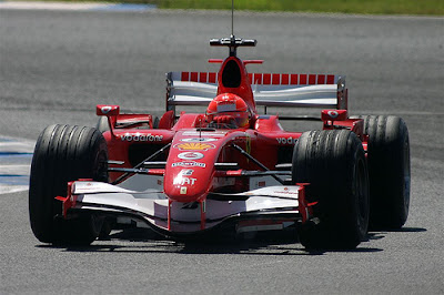 Michael Schumacher's Ferrari photographed with a telephoto lens
