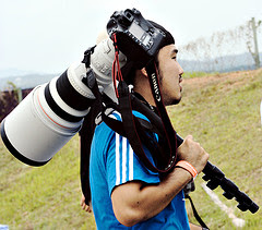 A Sports Photographer with Canon Camera and Telephoto Lens