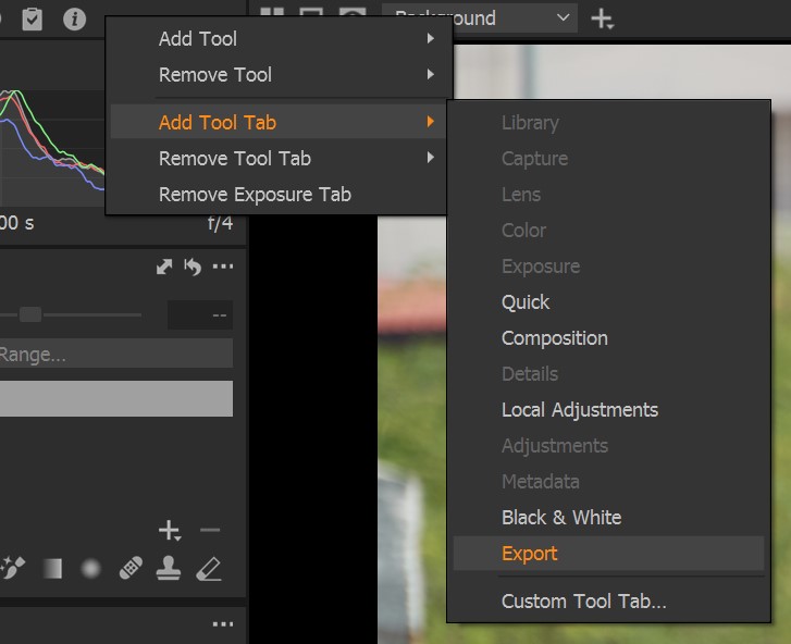 Export Tool Tab in Capture One 21 version 14.4
