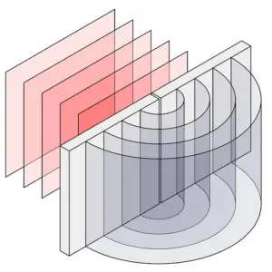 Illustration showing the effect of diffraction of light in physics.