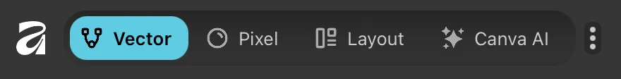 Affinity Vector, Pixel, and Layout tabs