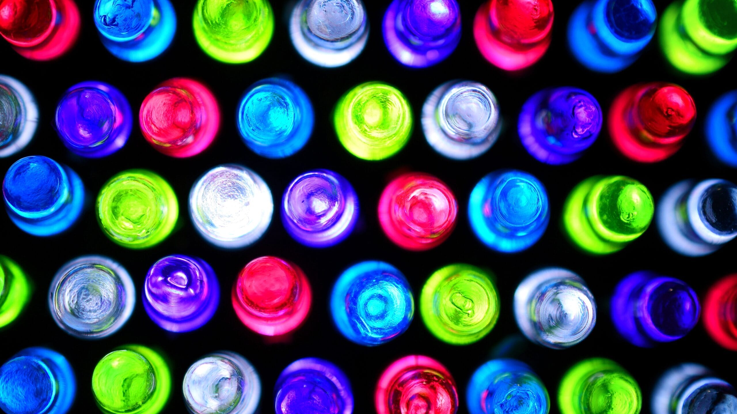 A grid of colourful LED Grids